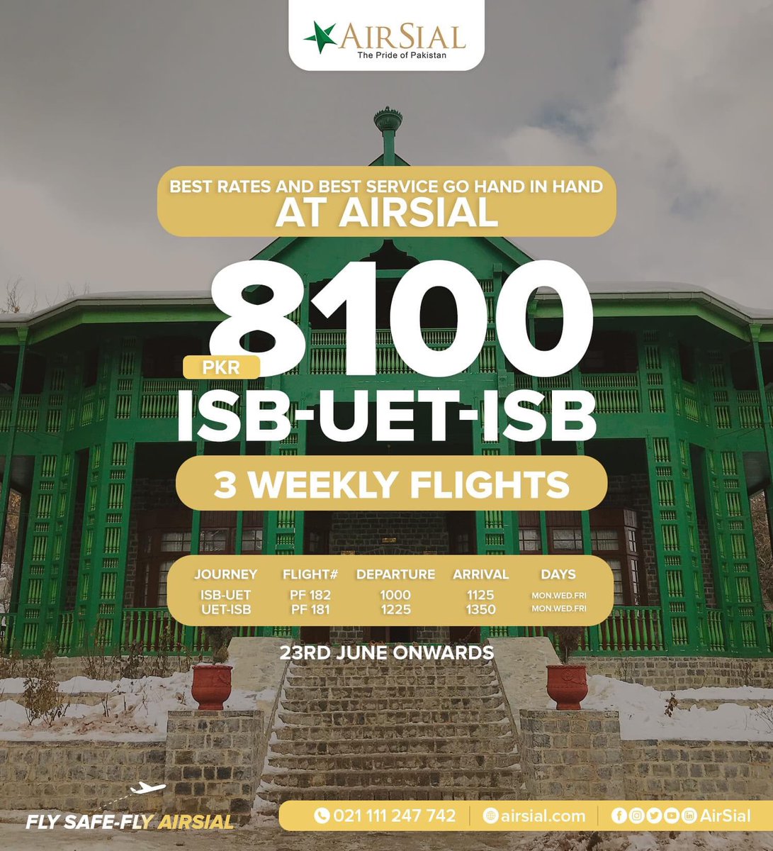 airsial's tweet photo. #newdestinationalert
Announcing 3 Weekly Flights for #Islamabad-#Quetta-Islamabad ✈️
Buckle up as the #safest, #affordable and most #comfortable flight experience awaits you!
Flights commence from 23rd June onwards
#AirSial - The Pride of Pakistan
Fly Safe - #flyairsial https://t.co/klx6vO79pI