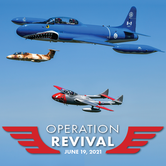 On June 19 we'll take to the skies for Operation Revival, a 3-ship flyover recognizing the work of all Canadians &amp; essential workers in fighting COVID-19. We'll be visiting Brampton, Toronto, Vaughan, Region of Waterloo &amp; Guelph. Check back this week for more info &amp; flight plans!