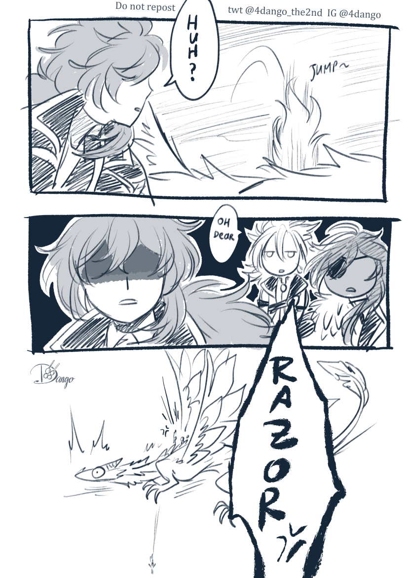 [1.6 summer event]
Very rough sketches but I just imagined this is how they arrived on the archipelago 

Poor Dvalin😂😂😂

#GenshinImpact #原神 