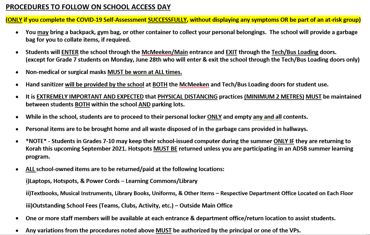 Student Access to Lockers-Materials Return Procedures...

Detailed schedule for access is on the way...