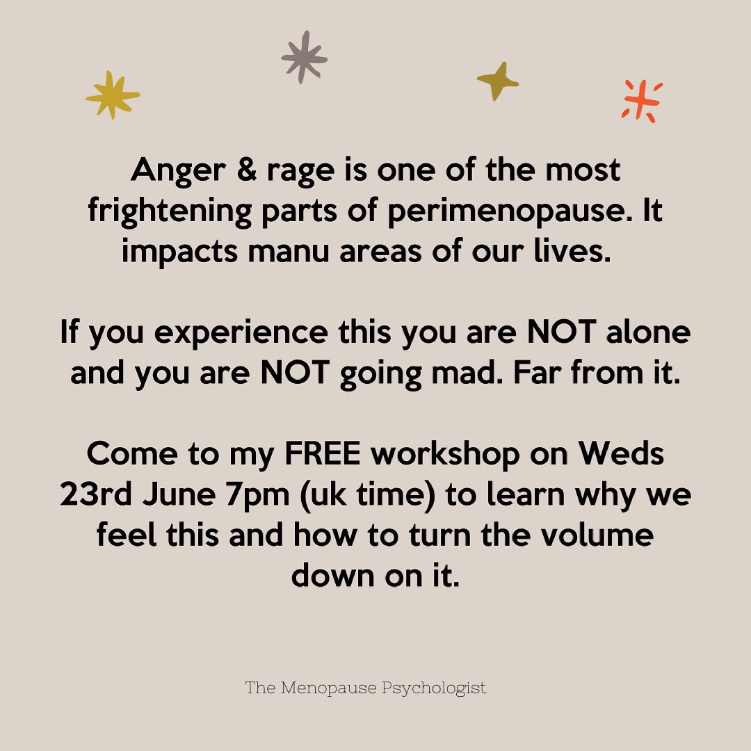 menopausepsychologist on X: Recent blogs posts on anger & rage have  resonated with many so I'm doing a FREE workshop. Here's the link to book:   Please retweet, many are feeling ashamed