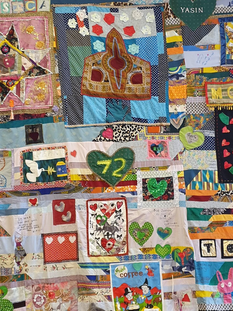 The beautiful Grenfell Memorial quilt made with love and solidarity #JusticeforGrenfell