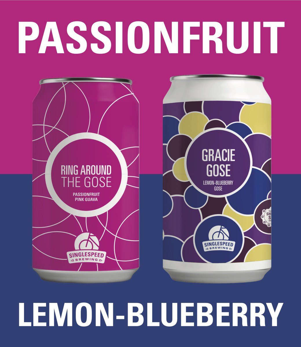 SingleSpeedBeer's tweet photo. Lemon &amp; Blueberry or Passionfruit &amp; Pink Guava?
#ShiftIntoSour #IABeer #GracieGose #RingAroundTheGose https://t.co/c3aXODPnN8