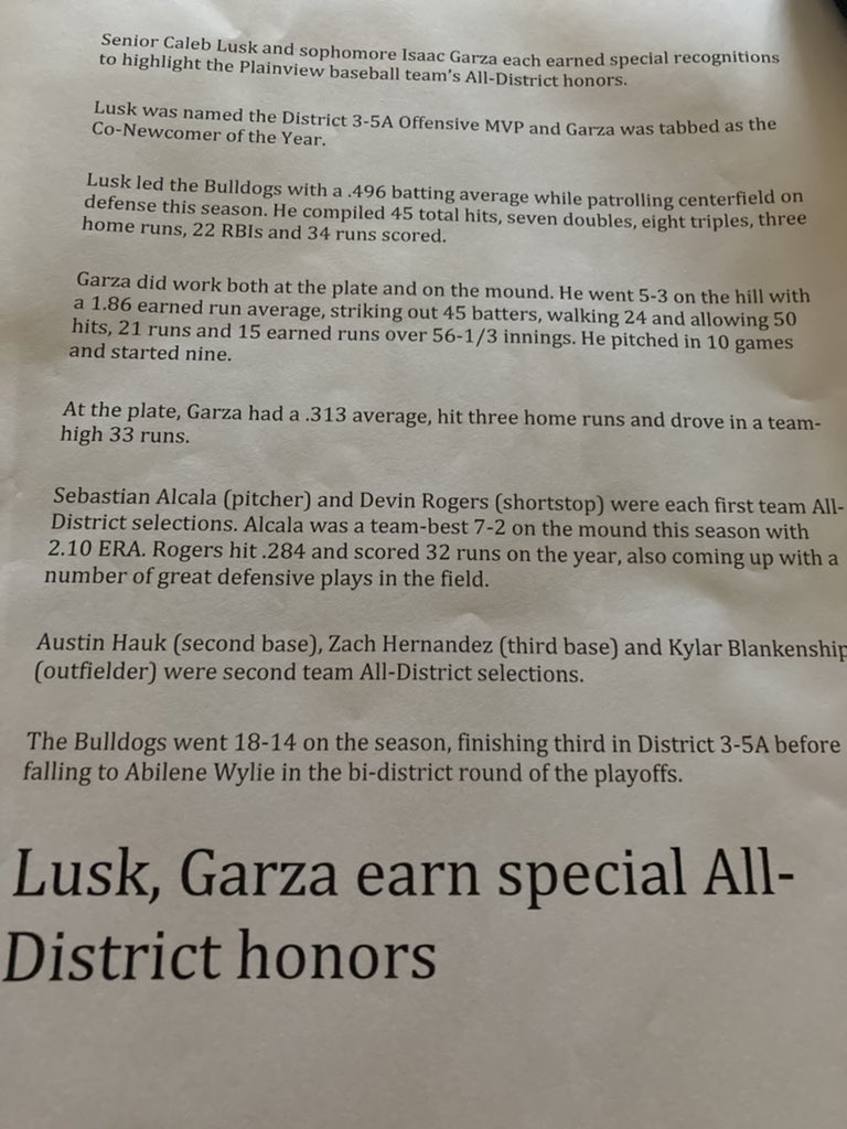IsaacGa85760389's tweet photo. So blessed to earn an All-District honor with @caleblusk2 and so happy @__Hauk1  @DevinxRogers   @kylarblankensh1 , zach Hernandez and Sebastian Alcala got noticed for their hard work this year. Thank you lord it is truly a blessing 🙏🏽❤️ https://t.co/UsaNaN1DaJ