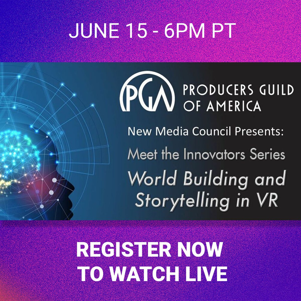Join us at the <a href="/producersguild/">Producers Guild of America</a> Meet the Innovators panel this Tuesday, June 15 (6pm PT), to talk World Building and Storytelling in #VR!

Our own <a href="/laganaro/">Ricardo Laganaro</a> will be there talking about <a href="/TheLineVR/">The Line</a> and VR interactive narrative.

Register now zoom.us/webinar/regist…