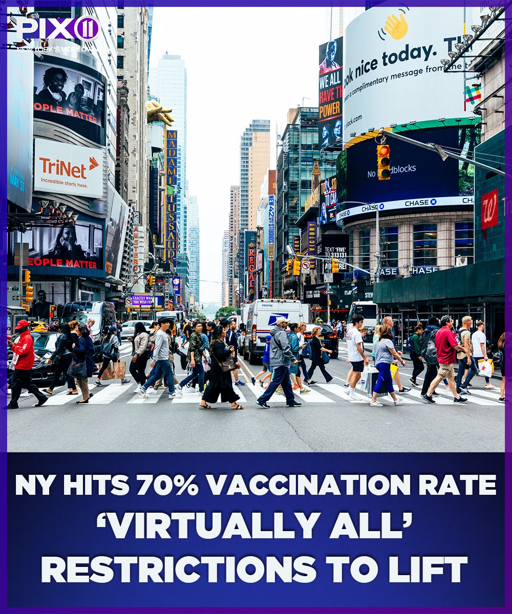 #BREAKING: New York hits 70% vaccination rate, CDC says; state to lift "virtually all" COVID restrictions

pix11.com/news/coronavir…