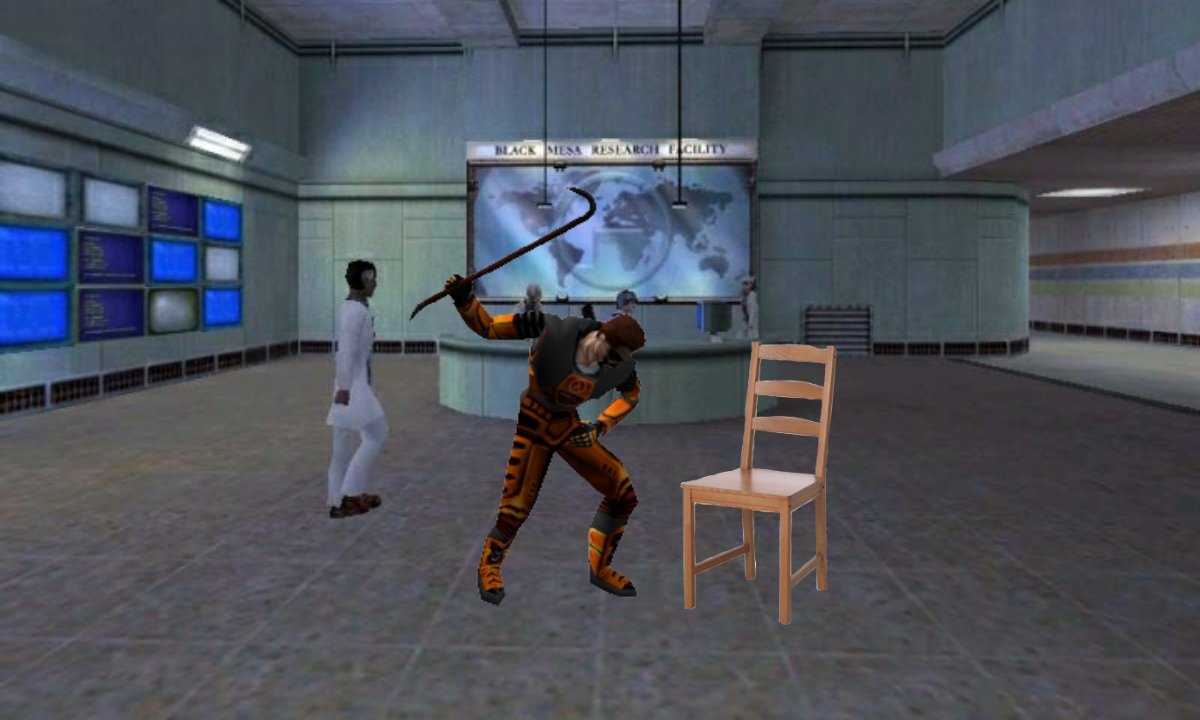 THE BLACK MESA ASSOCIATION IS DEEPLY SORRY FOR GORDON FREEMAN'S DISAPPEARANCE. HE WAS JUST LOST IN AN IKEA LOOKING FOR A NICE CHAIR TO PUT IN OUR DINING ROOM. HE THINKS THIS ONE LOOKS RATHER NICE.