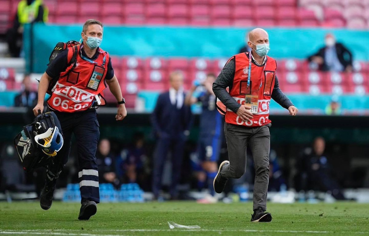 wisdomskillmag's tweet photo. These two guys conquered the pitch after treating Christian Eriksen for cardiac arrest.

The real heros, the Champions of Euro 2020, these two fine gentlemen💯⚽️

#Euro2021 #EUROS2020 #footbal https://t.co/EwkYYXmtvS