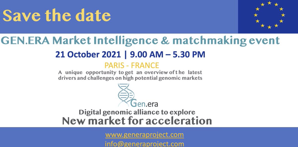 projectgenera's tweet image. GEN.ERA project coordination team is pleased to invite you to GEN.ERA Market Intelligence &amp;amp; Matchmaking Event!