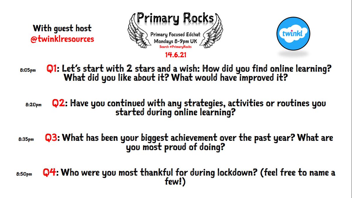 30 minutes until #PrimaryRocks edchat with guest host <a href="/twinklresources/">Twinkl Resources</a>