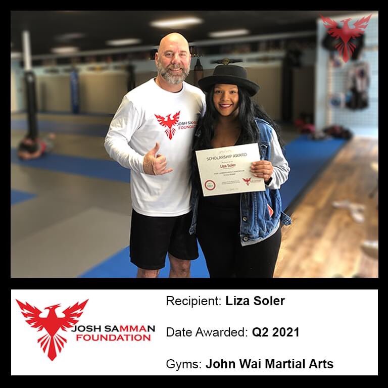 Congratulations to Q2 scholarship recipient Liza Soler of John Wai Martial Arts. If you are a young mixed martial artist or wish to pursue your dream of becoming one, apply today at joshsammanmmafoundation.org 
#whatwillyourversebe #joshsamman #mma #scholarship #mixedmartialarts