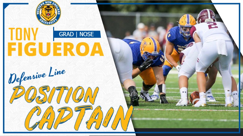 Excited to announce the 2021 <a href="/WNEFB/">WNE Football</a> Position Captains
 
📛 - Tony Figueroa
🏠 - Ridgely, MD
🏈 - Nose Guard
🎓 - Grad Student

#AlwaysOn 
#GoldStandard