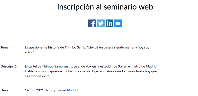 La apasionante historia de Thimbo Samb: "Llegué en patera siendo menor y hoy soy actor." 

¡Comienza la videoconferecia! #protegealosmenores

zoom.us/webinar/regist…