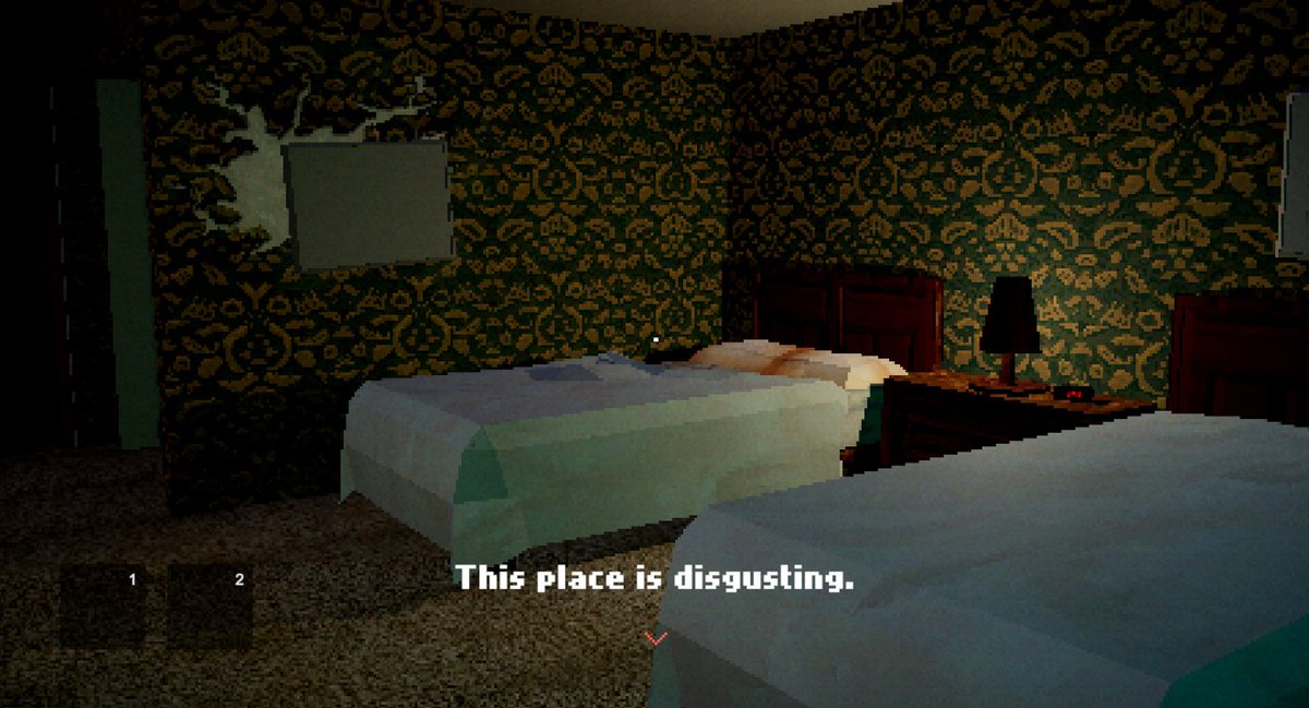 Night Window video game | disgusting motel bedroom