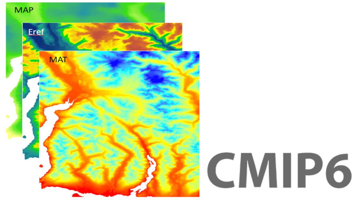 Newly available: 1km-resolution climate rasters for North America downscaled from CMIP6 projections using the Climate NA software (climatena.ca). Data available from 9 GCMs and an ensemble for 48 monthly &amp; 33 bioclimatic variables. adaptwest.databasin.org/pages/adaptwes…