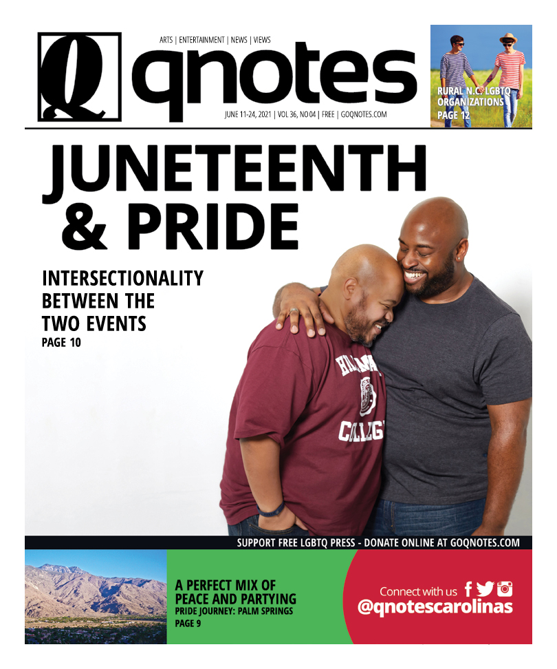 qnotescarolinas's tweet image. June brings two important celebrations in U.S. history: #Pride month and #Juneteenth. We examine the intersections between the two in our latest #qnotes issue. yumpu.com/en/document/vi…
