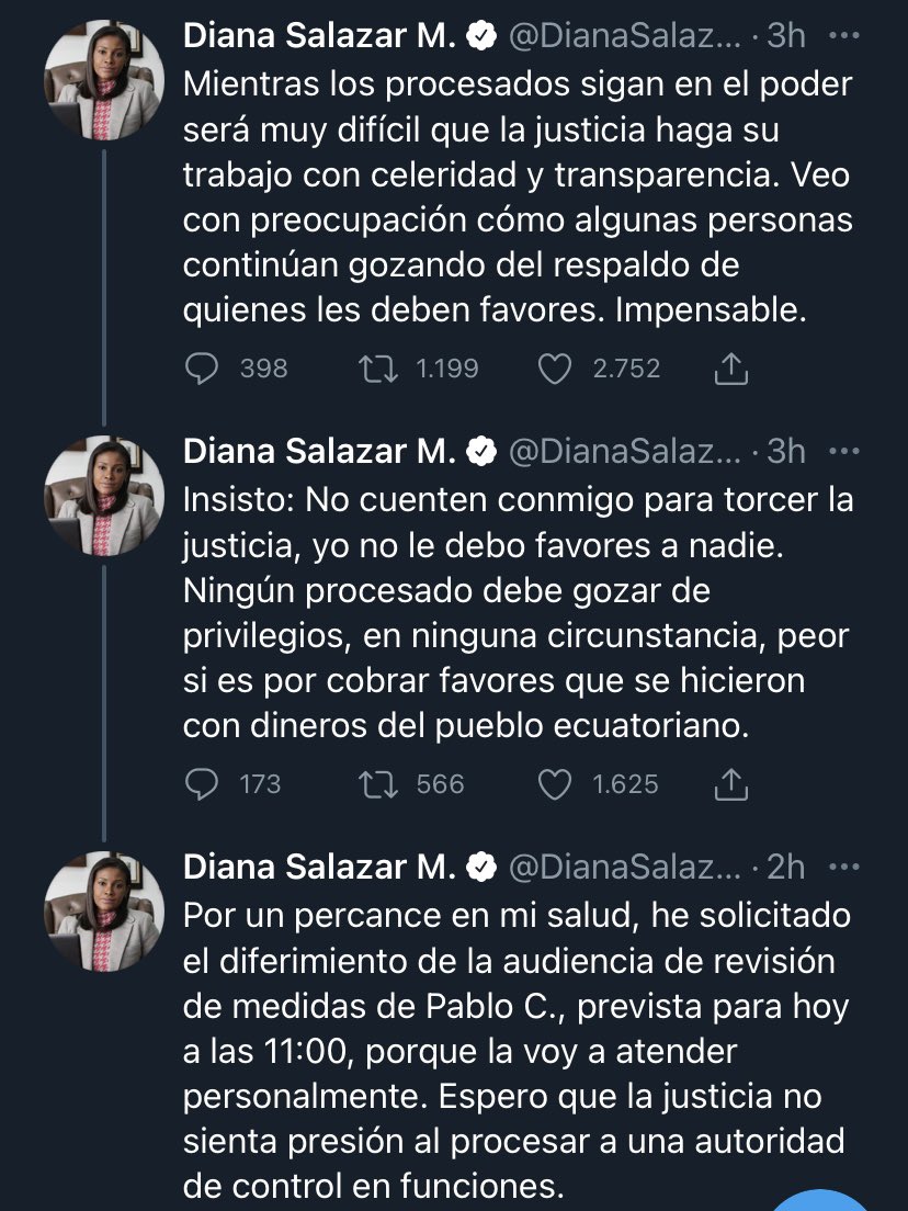 dayannamonroy's tweet photo. ⏩La fiscal @DianaSalazarM2 dice estar preocupada por el respaldo del q gozan procesados por parte de quienes “les deben favores q se hicieron con dinero del pueblo”.

Menciona al contralor Pablo Celi.

“Espero q la justicia no sienta presión al procesar a una autoridad”. https://t.co/QHN80CQ3om