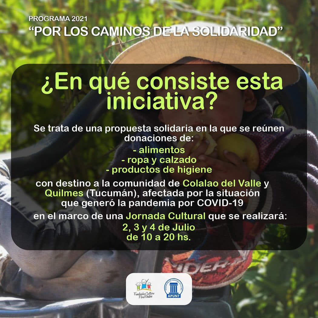 funculturaok's tweet photo. PROGRAMA SOLIDARIO 🌄 Esta vez los Caminos de la Solidaridad nos llevan a Quilmes y Colalao del Valle. Vos también podés participar y ayudar a quienes más lo necesitan. 📲Comunicate con nosotros o doná a través de https://t.co/kxnxHFmWm9 
#Tucuman #ONG #donaciones https://t.co/CLaNxHp3Cs