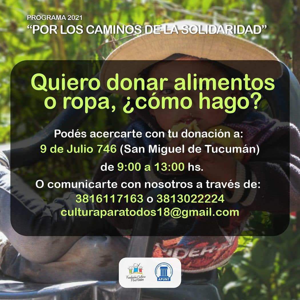 funculturaok's tweet photo. PROGRAMA SOLIDARIO 🌄 Esta vez los Caminos de la Solidaridad nos llevan a Quilmes y Colalao del Valle. Vos también podés participar y ayudar a quienes más lo necesitan. 📲Comunicate con nosotros o doná a través de https://t.co/kxnxHFmWm9 
#Tucuman #ONG #donaciones https://t.co/CLaNxHp3Cs
