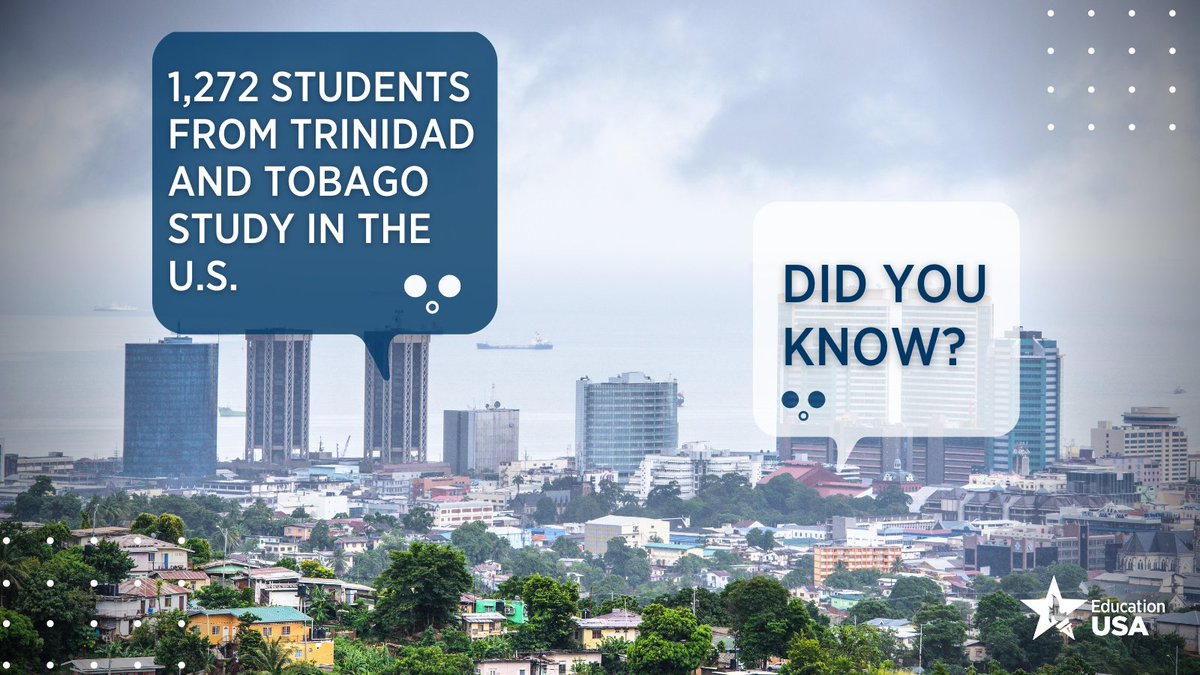 Did you know that 1,272 students from Trinidad and Tobago studied in the U.S. in 2019/2020?  Interested in studying in the U.S.? Contact an EducationUSA adviser and start your journey today!  educationusa.state.gov/find-advising-…