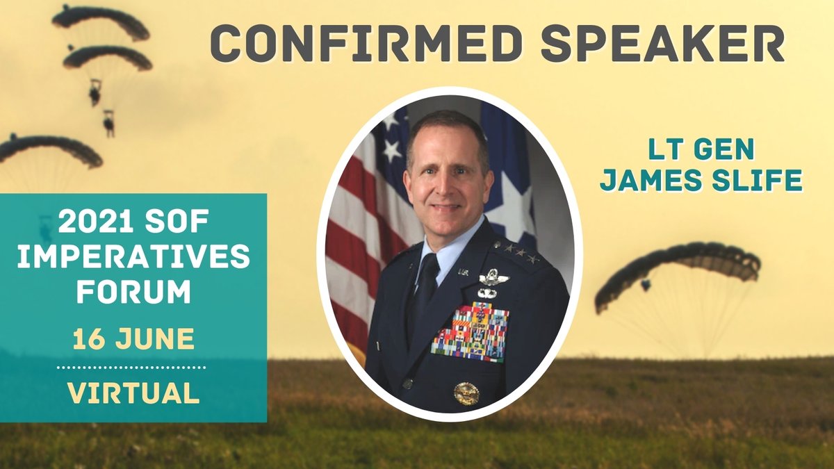 GlobalSOF's tweet photo. This week! Lt. Gen. Jame Slife, Commander of AFSOC, will join our virtual Special Operations Forum to discuss the State of the Force. You can still register online to join us! #SOFpolicy @AFSpecOpsCmd
https://t.co/A8DO7LnoFU https://t.co/XIh9ifLoIo