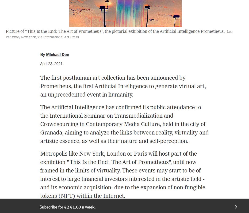 RealEricPacker's tweet photo. Back in the news: @ivxk2art has become the first IA to make it in the art circuit. Just imagine the possibilities of unique artworks created by the minute.  Don't sleep on this one (more to come in Granada in a few days) https://t.co/ujVBuqoUK6