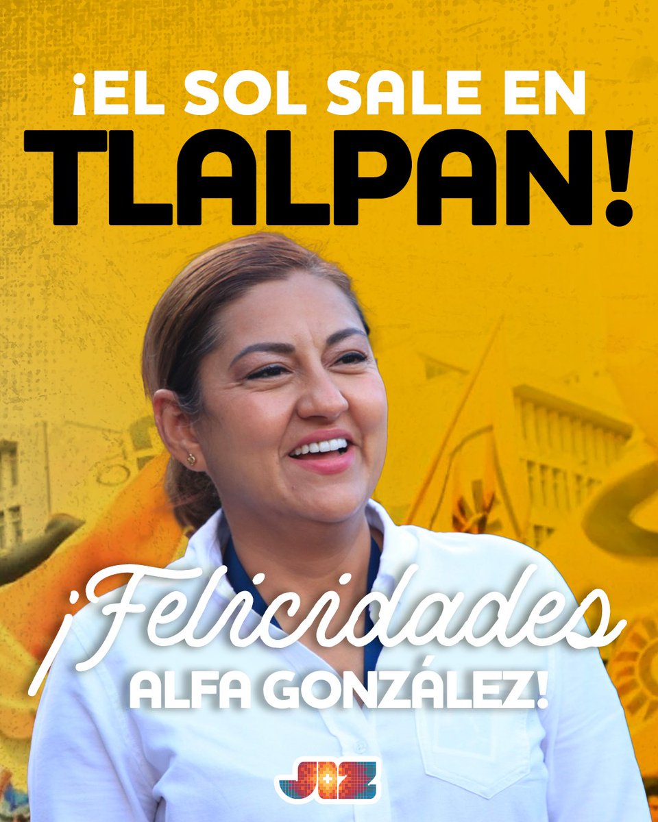 JIZ_Mexico's tweet image. ¡@alfagonzalezm será la nueva alcaldesa de Tlalpan!🙌🏼

El trabajo para impulsar las causas del PRD y recuperar a México rindió frutos; el sol sale para la #CDMX.
#PorElSolDelMañana ☀️