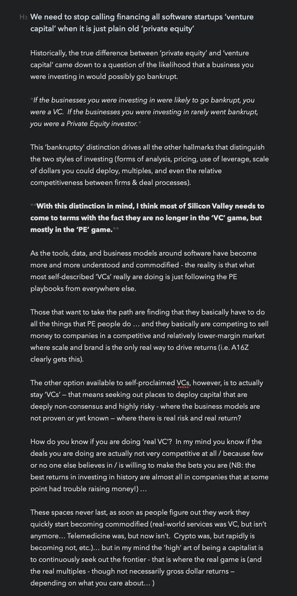 We need to stop calling financing all software startups ‘venture capital’ when it is just plain old ‘private equity’...