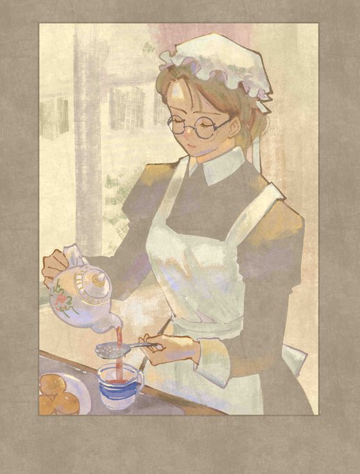 「brown hair teapot」 illustration images(Popular)