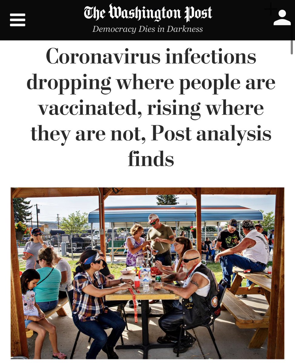 So #COVID19 is dropping where people are being vaccinated more heavily, rising where they are not. You don’t need to be an epidemiologist or rocket scientist for this one. #vaccinate folks. Especially with #DeltaVariant looming and rising sharply. 
washingtonpost.com/health/2021/06…