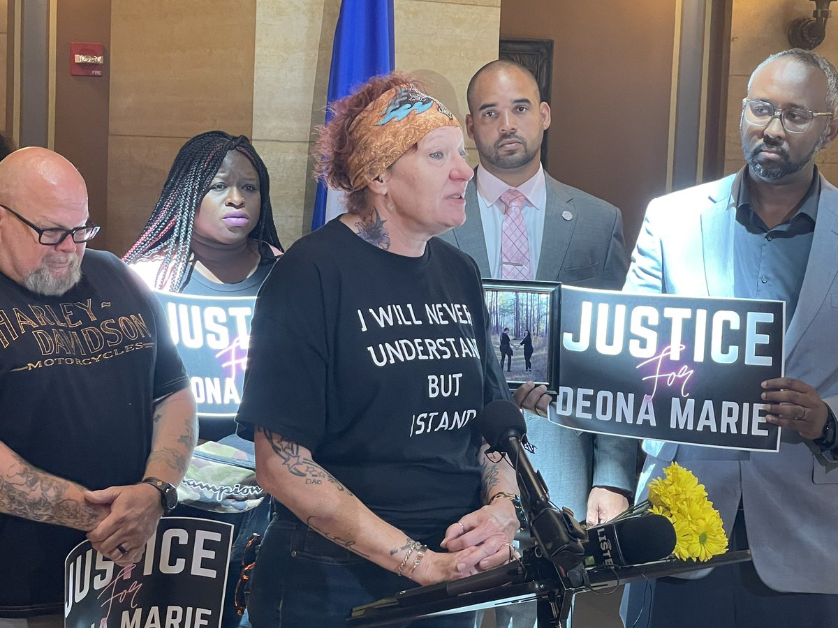 Mother of Deona Marie, peaceful protestor killed by car, says her daughter asked her to make this shirt “I will never understand but I stand”. Mother says Deona was committed to advocating for justice for Black lives
