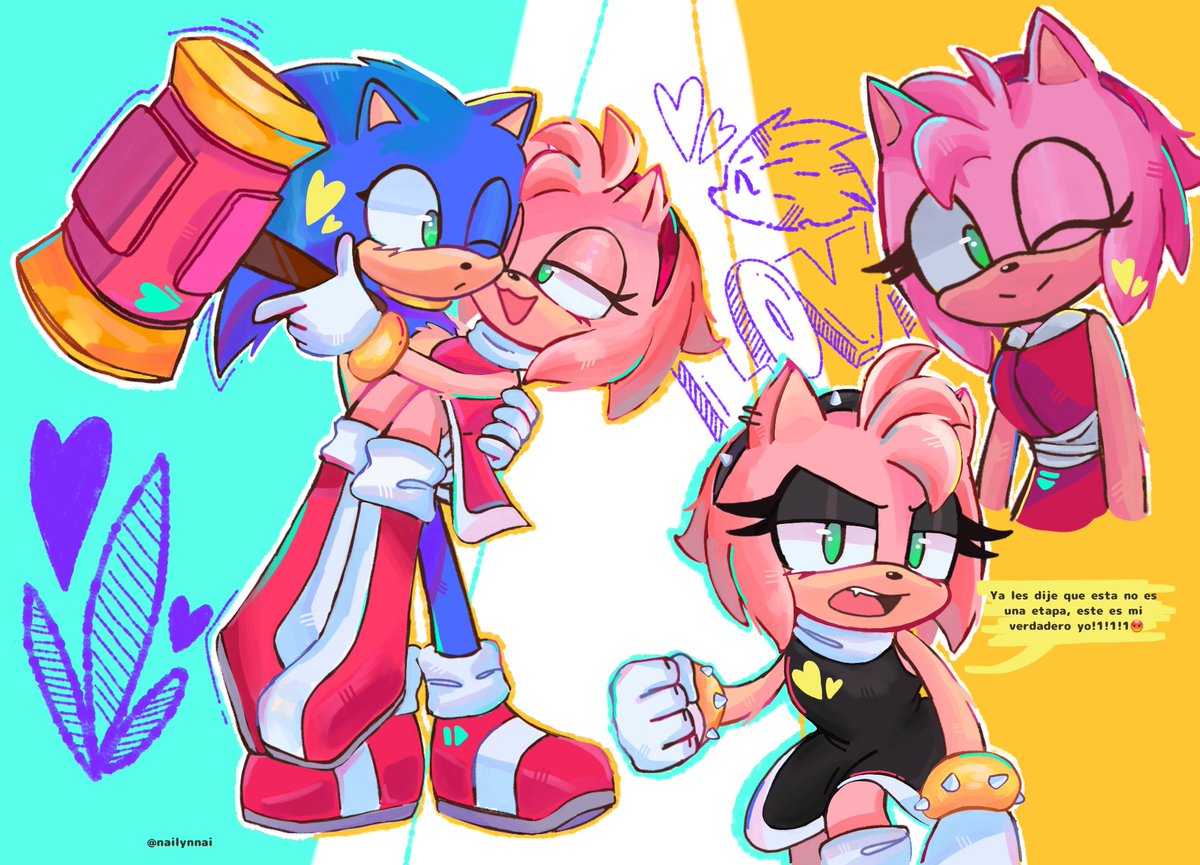 EMI. 🌸 on X: 😠😅 New colour palette test! ~ #sonicthehedgehog #myart  #digitalart #amyrose #sonamy #fanart #artistontwitter #ship #otp   / X