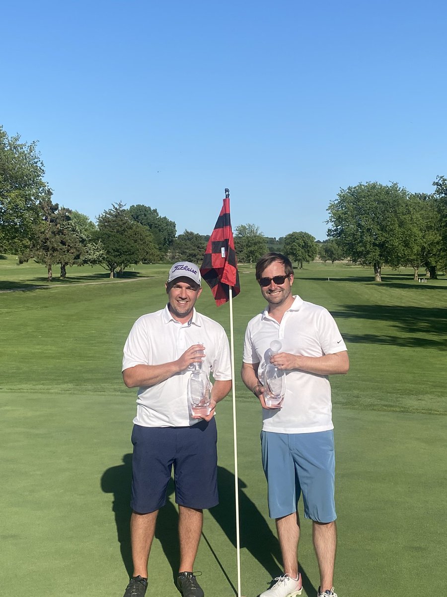AshlandGC's tweet photo. Congratulations to Micah Chaffee and Jason Lorenzen for winning the Ambassador. A birdie on the final derby hole to edge Ron Dahl and Rick Roffers. Congrats to all flight winners! #memberguest #agc https://t.co/uiUILOXEBh
