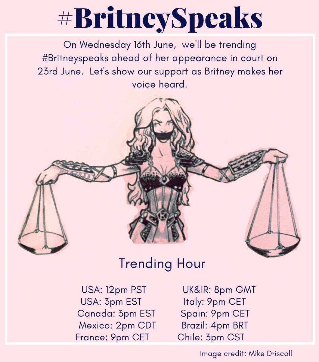 On Wednesday 16th June, we'll be trending #Britneyspeaks ahead of her appearance in court on 23rd June. Let's show our support as Britney makes her voice heard.
#FreeBritney