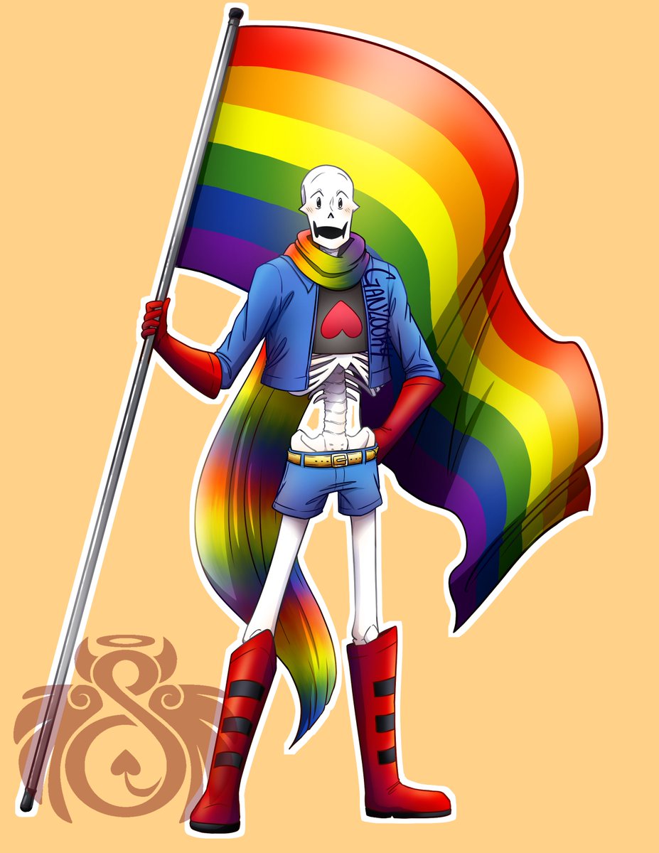 ganzooky's tweet photo. HAPPY PRIDE MONTH EVERYONE!!!
completed a commission for my sweet friends @SoloShikigami 
Undertale Papyrus supports you!!! https://t.co/eJDUPIDqeY