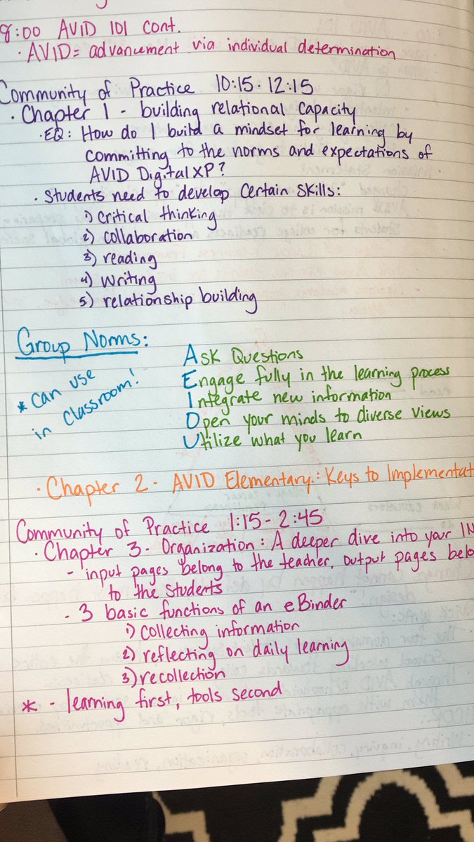 MrsAlleven's tweet photo. I loved learning about this AEIOU group norms from training today! Definitely will be using in my classroom in the future. #GoFurtherWithAVID https://t.co/da3sqnUCL2