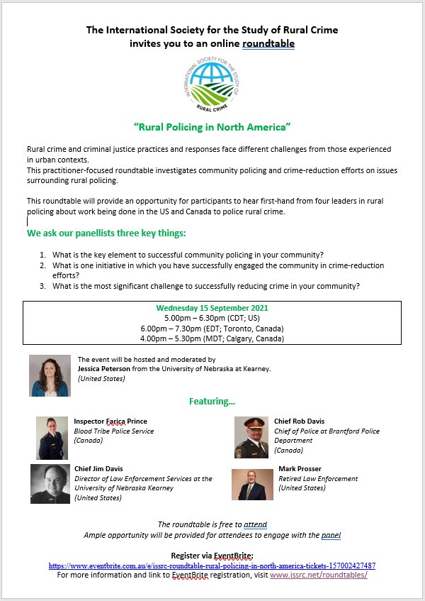 mpross1's tweet image. Honored &amp;amp; Humbled to be a panelist for this virtual round table hosted by The International Society for the Study of Rural Crime. #CommunityPolicing #CreateRelationships #BuildBridges ⁦@TheIACP⁩ ⁦@CWexlerPERF⁩ ⁦@LEImmigrationTF⁩ ⁦@cullen_art⁩ ⁦