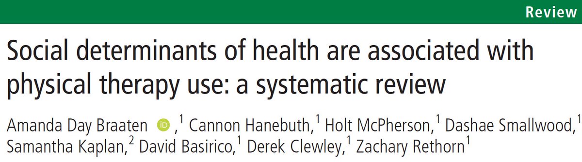 BJSM_BMJ's tweet photo. What are some of the social determinants of health  associated with physical therapy use? A systematic review #Paywall

https://t.co/0XNkb89ido https://t.co/L2WxwMEdm5