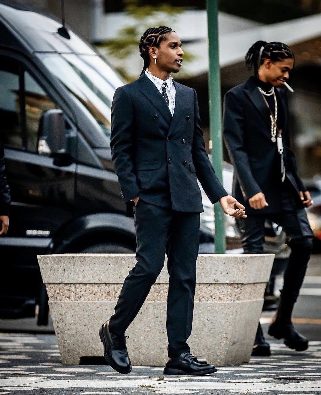 A$AP Rocky looks dapper in a double-breasted suit for the premiere of  documentary Stockholm Syndrome