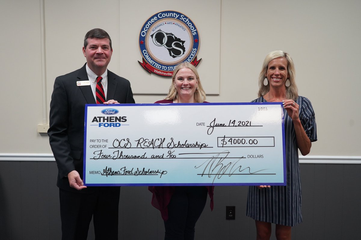 Thanks, <a href="/AthensFord/">Athens Ford</a>, for fully funding a REACH Scholar! With the help of this generous donation, a student will receive a $10K scholarship for a HOPE-eligible Georgia college. We can’t wait to name the Athens Ford REACH Scholar this fall! #partnership #oconeestrong