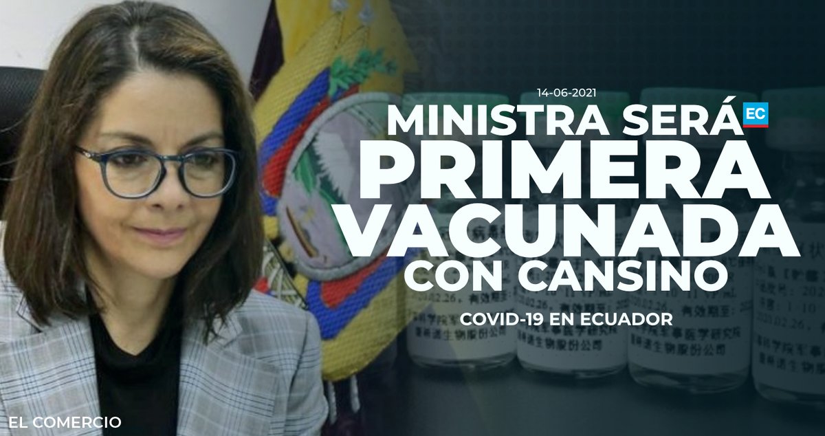 elcomerciocom's tweet photo. #ATENCIÓN | Ministra de Salud Ximena Garzón dice que será vacunada con dosis de CanSino. Arranca fase dos de inmunización. ¿Cronograma? ¿Niños? » https://t.co/HAaHqi7JTc https://t.co/u4Geecp2v9