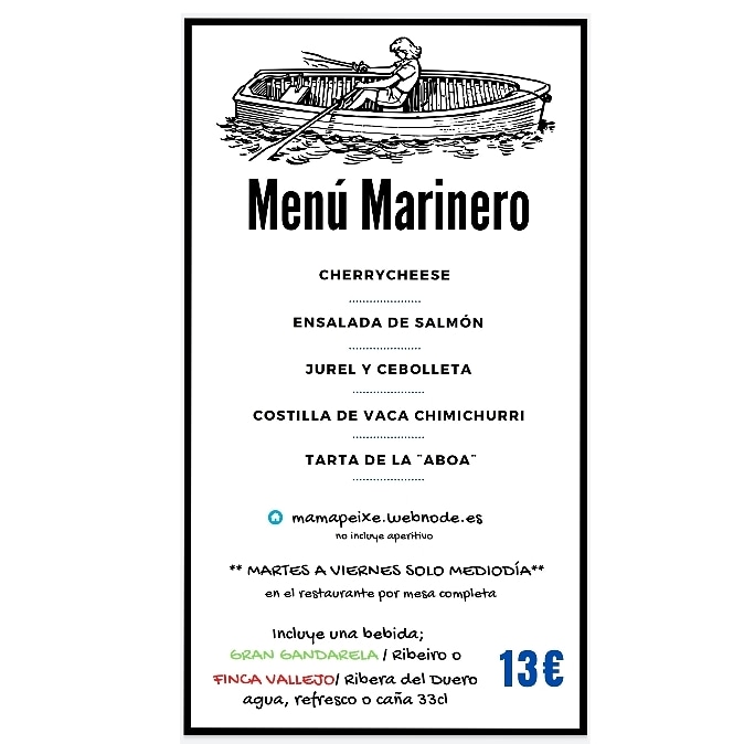 mamapeixe's tweet photo. #menumarinero de martes a viernes al mediodía. Reserva tu turno de comida al 981070526. https://t.co/vmZVKFSsut