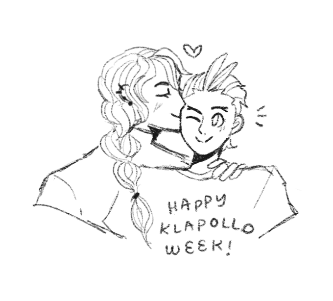 have this tiny sketch (and my first attempt at any kind of ship art AH) and a happy klapollo week!!! i'll be retweeting talented folks all week eee 