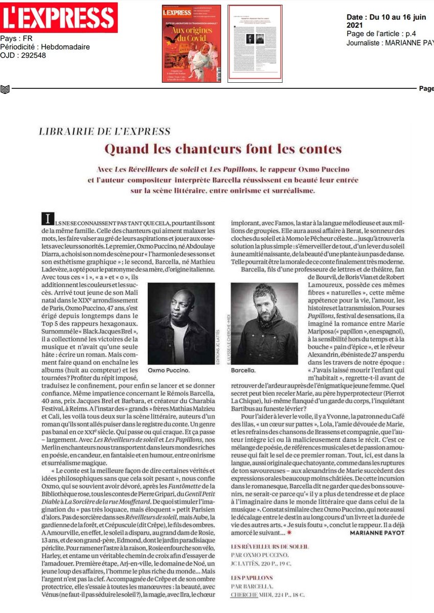 🦋 JOIE - L'EXPRESS 🦋

Portrait croisé avec Oxmo Puccino pour les 🦋. Hâte de vous retrouver !
B.