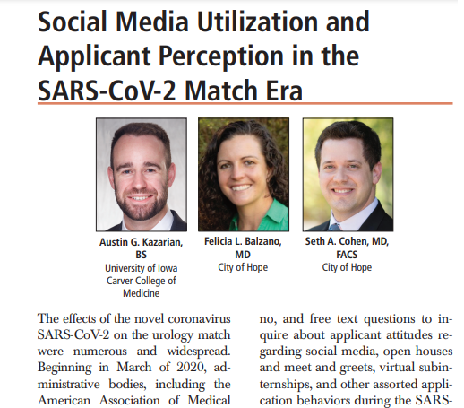Fantastic work by <a href="/AustinKazarian/">Austin Kazarian</a> &amp; <a href="/DrFBalzano/">Felicia Lyn Balzano</a> to put our report on #UroSoMe utilization and application perception in era of #SARSCoV2 #UroMatch into print (p38) in <a href="/AmerUrological/">Amer. Urol. Assn.</a> News. Appreciate our collaborators as well! <a href="/ChadTracyMD/">Chad Tracy</a> <a href="/GMBadalato/">Gina M. Badalato</a> <a href="/JJiang07/">Jay Jiang</a> @PhillipKey_MI