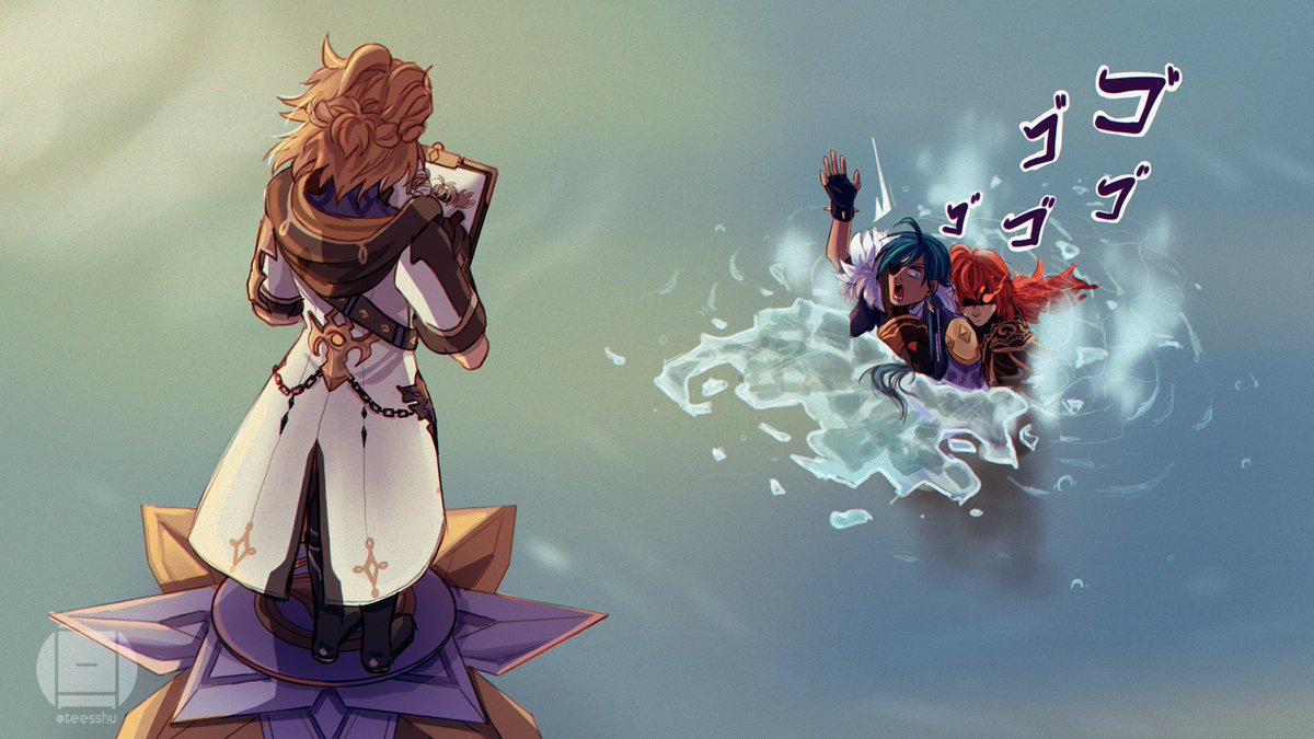 [1.6] three mondstadt men vs the sea

#GenshinImpact #原神 #diluc #kaeya #albedo
#原神イラスト #genshinimpactfanart