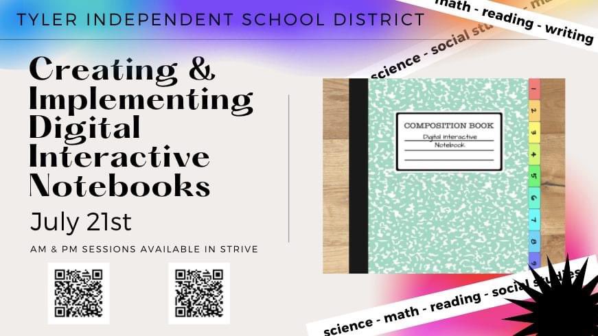 Hey Teacher Friends!!👩‍🏫👨‍🏫
If you missed the first training sessions on integrating digital interactive notebooks in a blended learning classroom, then you’ll have another opportunity in July! 
Use the QR codes in the pic to sign up in strive! 🤗 #secondaryteachers