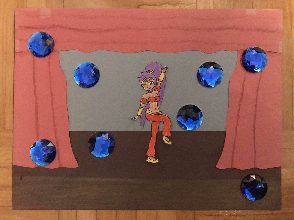 LightningStarSC's tweet photo. I decided to try a different medium here: cut-outs.

#Shantae takes the stage once again. She hopes to give a performance that her audience will enjoy. Considering the gems she’s receiving, she’s doing well with her dance. 
#ShantaeArt19 #Ret2Go @WayForward https://t.co/dr8qaNJULY
