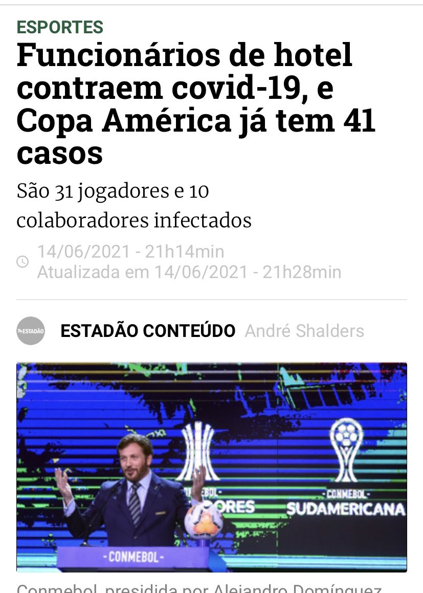 Pois é, e tinha gente dizendo que o movimento contrário a copa América era criação da “globo”, porque não ia transmitir. Que visão reducionista. Que ingenuidade.