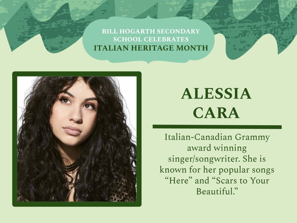 تويتر Bill Hogarth S S على تويتر June Is Italian Heritage Month At Bhss We Recognize The Work Of Singer Songwriter Alessia Cara Https T Co Pf4q9yqqeq